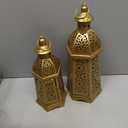 2 Pack Moroccan Lantern Lamp Decorative Candle Holders for Ramadan Decorations, Hanging, Outdoor Patio or Porch, Indoor Home Decor, Gold
