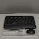 Wireless Keyboard and Mouse Combo, Wave Keys Full-Sized Ergonomic Keyboard with Cushioned Plam Rest, Phone Holder, Comfortable Natural Typing, 2.4G Cordless Set for Computer, Laptop, PC, Mac, Windows (Black)