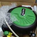 Retractable Garden Hose Reel 100FT x 1/2 in, Wall Mount Water Hose Reel for Outside with Auto Rewind, Tangle-Free Guide, 180 Swivel Bracket, Lock at Any Length, High-Pressure Flow, 10-Pattern Nozzle