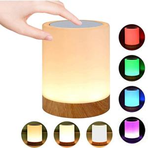 Night Light Touch Sensor Lamp Bedside Table Lamp for Kids Bedroom Rechargeable Dimmable Warm White Light and RGB Color Changing