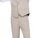 Suits for Boy Beige Kids Tuxedo Slim Fit Toddler 5pcs Shirt Vest Pants First Communion Boys Dress Clothes Set Size 10 (Beige)