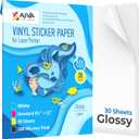 Printable Vinyl Sticker Paper for Laser Printer - Glossy White - 30 Self-Adhesive Sheets - Waterproof Decal Paper - Standard Letter Size 8.5"x11"