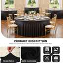 8 Pack Black Spandex Round Tablecloth Covers with Skirt for 72 Inch Table, Wrinkle Free Stretchy 6FT Fitted Cloth for Wedding Birthday Graduation Banquet Party Events Decor