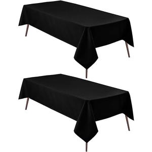 Hiasan 2 Pieces Black Tablecloth Rectangle - Waterproof and Wrinklr Resistant Washable Polyester Fabric Table Cloth for Dining Room and Outdoor Use, 60 x 102 Inch
