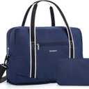 BAGSMART For Spirit Airlines Personal Item Bag 18x14x8, Foldable Travel Duffel Bag Tote Weekend Overnight Bag Carry on Luggage for Women and Men(Navy Blue)) (Medium)