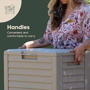 IRIS USA 35-Gallon Outdoor Deck Storage Box, Lockable & UV-Protected, Weather-Resistant Patio Storage for Cushions, Garden Tools & Packages, Waterproof Resin, Durable & Stylish Design