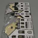 Retisee 1 Set Christmas Gingerbread House Decorations Foldable Christmas Gingerbreads House with LED Light and 2 Pcs Tree Xmas Village Home Cabinet Decor Gift for Party(Neutral Houses,Black,White)