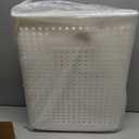 WESAPPINC 55L Collapsible Extral Large Laundry Hamper, Plastic Laundry Basket with Wheels,Suitable for Bathroom, Bedroom, Dorm Room & Laundry Room,Basket with Handle (White)