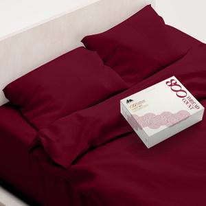 Mayfair Linen Egyptian Cotton Sheet Set - 800 TC 4 PC Burgundy Queen Bedsheet for Queen Size Bed, Sateen Weave Luxury Hotel Sheets, Soft Cooling Sheets, 16" Deep Pocket (Fits Upto 18" Mattress)