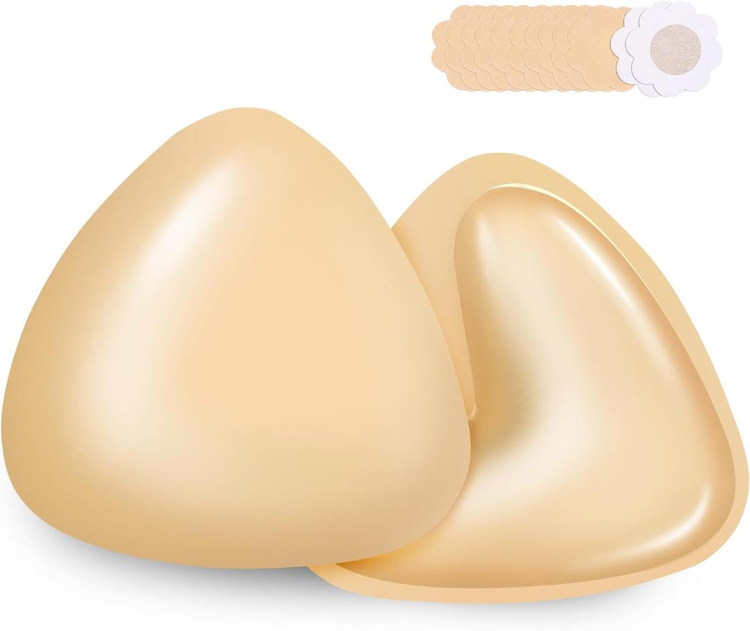 Sticky Bra Push Up, Ultra Push up Sticky Bra Inserts, Double Sided Adhesive Bra Inserts, Cakes Sticky Bra  Fits Bikinis (Medium, Beige)