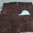 3 Pieces Bathroom Rugs Set Absorbent Shower Mat for Bathtub Non-Slip U-Shaped Toilet Mat Soft Chenille Bath Carpet Comfortable Floor Mats for Kitchen Bedroom 15.5" x 47" Mat, Brown