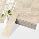 4-Piece Beige Stone Peel and Stick Backsplash Tile, 2"x 8" PVC Subway Tiles, Stick on Backsplash for Kitchen/Bathroom/Fireplace