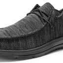 Bruno Marc Hand Free Mens Casual Loafers, Men's Stretch Lace Up Slip On Shoes, Arch Support Non Slip Barefoot Shoes for Men, Comfortable & Light-Weight, Size 9, All Black, SBLS2408M