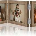 decorUhome Triple 6x4 Picture Frame Horizontal, Engineered Wood Trifold Photo Frame with Plexiglass for Tabletop Display, 6x4, Oak