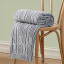 Aormenzy Cable Knit Throw Blankets 30 x 40 Inches, Soft Cozy and Lightweight Knitted Blanket, Machine Washable 100 Percent Acrylic Blanket, Decorative Throw Blanket for Couch Sofa Bed, Silver Grey