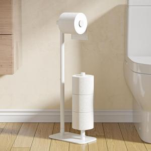 Kitsure Toilet Paper Holder Free Standing - Large Capacity Toilet Paper Holder for 4 Rolls, Rustproof Toilet Paper Stand with Non-Slip Stable Base, White, Medium (Medium - 1 Pack)