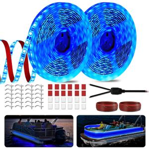 40FT Boat LED Strip Lights 12V Waterproof, Marine LED Strip Lights for Pontoon, Ideal as Under Gunnel Lights, Deck Light, Boat Interior Light for Kayak, Jon Boat and Fishing Boats (Blue)
