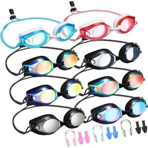 Konohan 8 Pack Kids Goggles Swim Goggles for Adult Kids Swimming Glasses Anti Fog Silicone No Leak Pool Glasses (Elegant Colors)