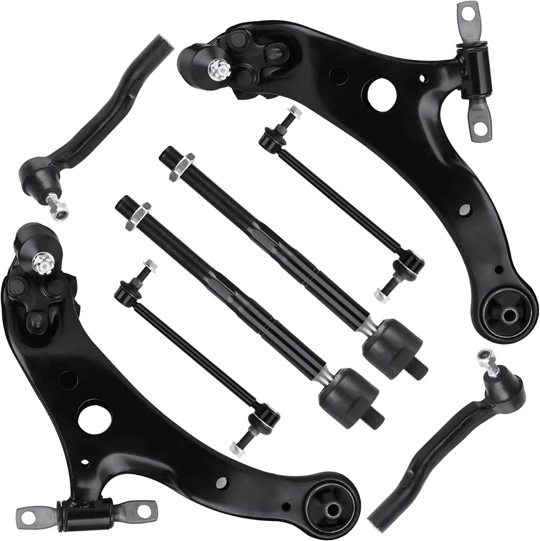 8pcs Front Lower Control Arms w/Ball Joints for Toyota Sienna 2004-2010 MS86170 MS86169 Tie Rods Sway Bars Suspension Kit, K80249 ES80626 ES80627 EV80893