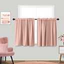 KOUFALL Pink Kitchen Curtains Sets of 2 Piece, Pastel Rose Blush Boho Half Window Curtains for Bathroom,36 Inch Length, 52"W x 63"L size