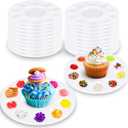AIERSA Cupcake Decorating Plates for Kids Party, Kids Cupcake Holder Decorating Tray with 10 Wells for Dessert Sprinkles, Kids Birthday Party Supplies(Set of 20)