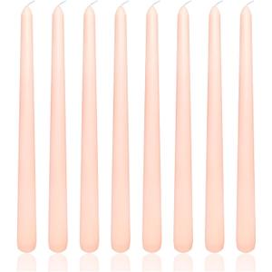 8 Pack 10 Inch Pink Champagne Taper Candles Long Burning Time Dripless Candles for Dinner Home Decor Wedding Parties and Celebrations