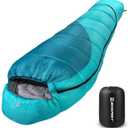 Bessport Mummy Sleeping Bag | 15-45  Extreme 3-4 Season Sleeping Bag for Adults Cold Weather Warm and Washable, for Hiking Traveling & Outdoor Activities (32-green&blue)