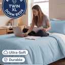 Duvet Cover Twin/Twin XL Size Set - Extra Soft Twin/Twin XL Duvet Cover 68" x 90" with 1 Pillow Sham - Hotel Luxury, Easy Care, Fade Free w/ Zipper Closures & Ties - Comfy & Breathable (Light Blue)