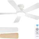 addlon Ceiling Fans with Lights, 42 Inch Low Profile Ceiling Fan with Light And Remote Control, Flush Mount, Reversible, 3CCT, Dimmable, Quiet, White Small Ceiling Fan for Bedroom Indoor/Outdoor Use (42 inch, White)