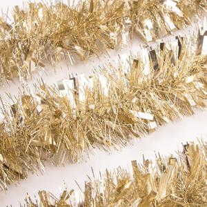 iPEGTOP 26.2ft Christmas Tinsel Garland, Classic Thick Shiny Sparkly Christmas Tree Ornaments Party Ceiling Hanging Decorations with Colorful Reflections Shiny Filament - Gold
