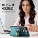 for iPhone 13 Pro Wallet Case Compatible with Magsafe, Magnetic RFID Blocking Card Holder Kickstand 2 in 1 Detachable Case for iPhone 13 Pro 6.1", Bluish Green