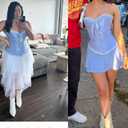 SZIVYSHI Corset Tops for Women, Bustier Shapewear Lingerie, Lace Waist Push Up Bodysuit (Blue, XXXL)