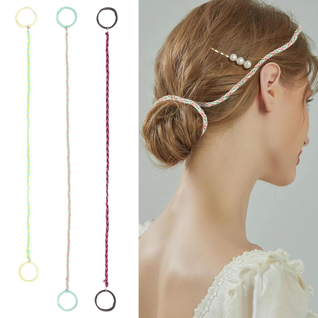 3 x Sport Hair Ties, 3 Packs Colorful Elastic Spiral Hair Ties for Women & Girls, No Damage Ponytail Holders for Fine Thin Long Curly Hair, Stretchy Braided Hair Bands for Sports