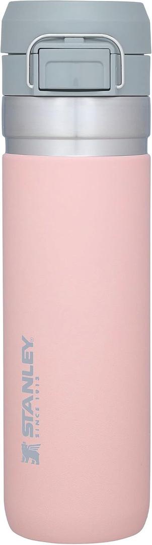 Stanley Quick Flip GO Water Bottle 24 oz | Push Button Lid | Leakproof and Packable for Travel and Sports | Insulated Stainless Steel | BPA-Free | Blush