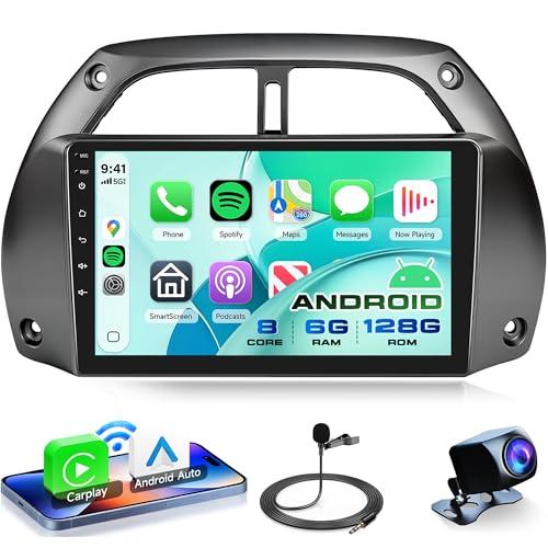8 Core 6G+128G Rimoody Android 13 Car Stereo Radio for Toyota RAV4 2001-2006, Wireless Carplay Android Auto Mirror Link GPS WiFi DSP 9 Inch Touchscreen Bluetooth 5.0 EQ SWC Backup Camera
