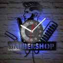 12 Inch Barber Shop LED Wall Clock with 7 Colors Changing, Vintage Decorative Analog Black Vinyl Record Wall Clock Silent Quartz Non Ticking for Barber Shop Decor Hairdressers Gifts