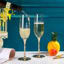 Hanjue Champagne Glasses Set of 2, Clear Champagne Flutes 7 Oz - Ideal for Gifts,Parties, Wedding, Christmas, Long-lasting and Reusable Bar Glassware (Gold)