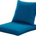 QILLOWAY Outdoor/Indoor Deep Seat Cushions for Patio Furniture, All Weather Lawn Chair Cushion 24 x 24 inch 1 Set (Peacock Blue)