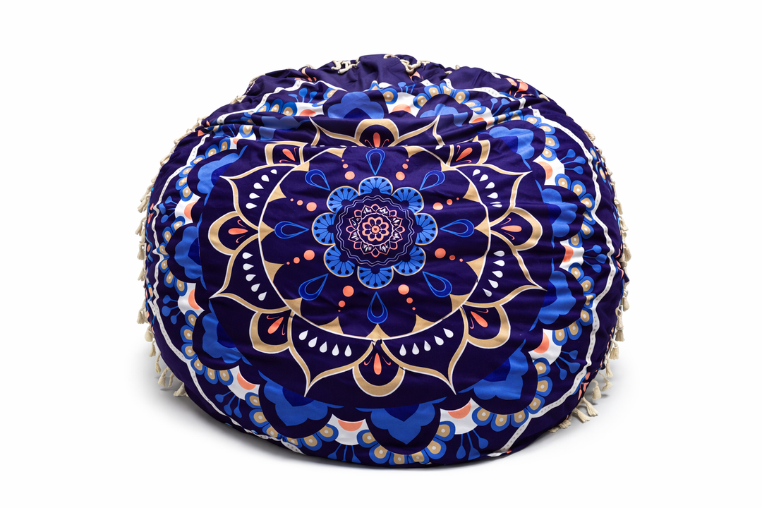 32 inches Meditation Floor Cushion for Adults, Round Large Thick Floor Pillow, Memory Foam Filling, Navy Blue