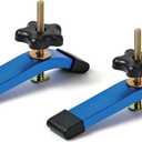 Aluminum T-track Hold Down Clamps,6-3/8"L x 1-1/4"Width-Woodworking and Clamps - High Strength Aluminum Alloy 6063 - Fine Sandblast Anodized - Blue Color (T-track Hold Down Clamps 2 Pack)
