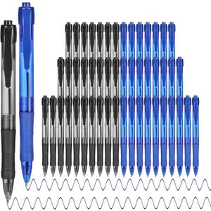 deegtran Pens Bulk, 50 Pack No Bleed Black & Blue Ink Click Pens with Soft Grip, Wholesale Retractable Ballpoint Pens for Office School, Medium Point Smooth 1.0MM