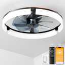 COONYES Ceiling Fans with Lights and Remote – 20" Low Profile Ceiling Fan with Light, Dimmable 3000K–6500K LED, 6-Speed Quiet Reversible DC Motor, Night Mode, APP & Remote Flush Mount Fandelier