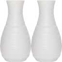 2 Pack Composite Plastics Flower Vase, Unbreakable Ceramic Look Vase for Home Decor Centerpieces, Arranging Bouquets (White)