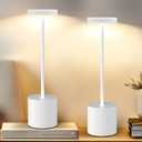 White Cordless Table Lamp Set of 2, 5000mAh Rechargeable Lamp with Touch Control & Stepless Dimming, 3 Light Modes, IP54 Waterproof Portable Light for Dining Table, Patio, Bedroom, Power Outage