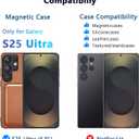 Designed for Samsung Galaxy S25 Ultra Case, Galaxy S25 Ultra Case with Card Holder, Supporting for Mag-Safe & Magnet, Knitted PC Cover with Soft TPU Edges, Anti-Slip & Shock-Absorbing(Orange)