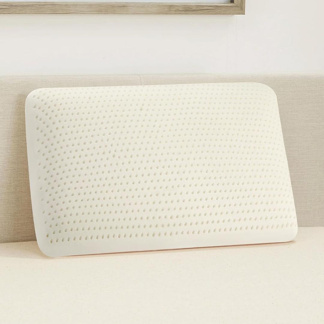 Talalay 100% Natural Premium Latex Pillow,Bed Pillow for Sleeping with Removable Cotton Cover, Helps Relieve Pressure, Breathable, Pressure Relief, Durable, Best Gift (Standard (Firm))
