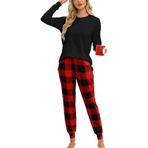 KFUBUO Women's Pajama Sets Long Sleeve Sleepwear and Jogger 2 Piece Lounge Set (L)