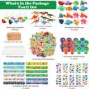 Hungdao 178 Pcs Dinosaur Birthday Party Favors for 16 Kids with Dinosaur Keychain Sticker Stamp Ring Slap Bracelet Tattoo Sticker Gift Bag Tag for Boys and Girls Party Carnival Gift Fillers