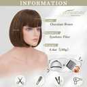 BARSDAR Short Brown Bob Wig With Bangs - Short Brown Bob with Bangs Wig for Women - 12 Inch Natural Looking Soft Synthetic Hair Replacement Wigs Velma Dora Wigs Daily Party Halloween