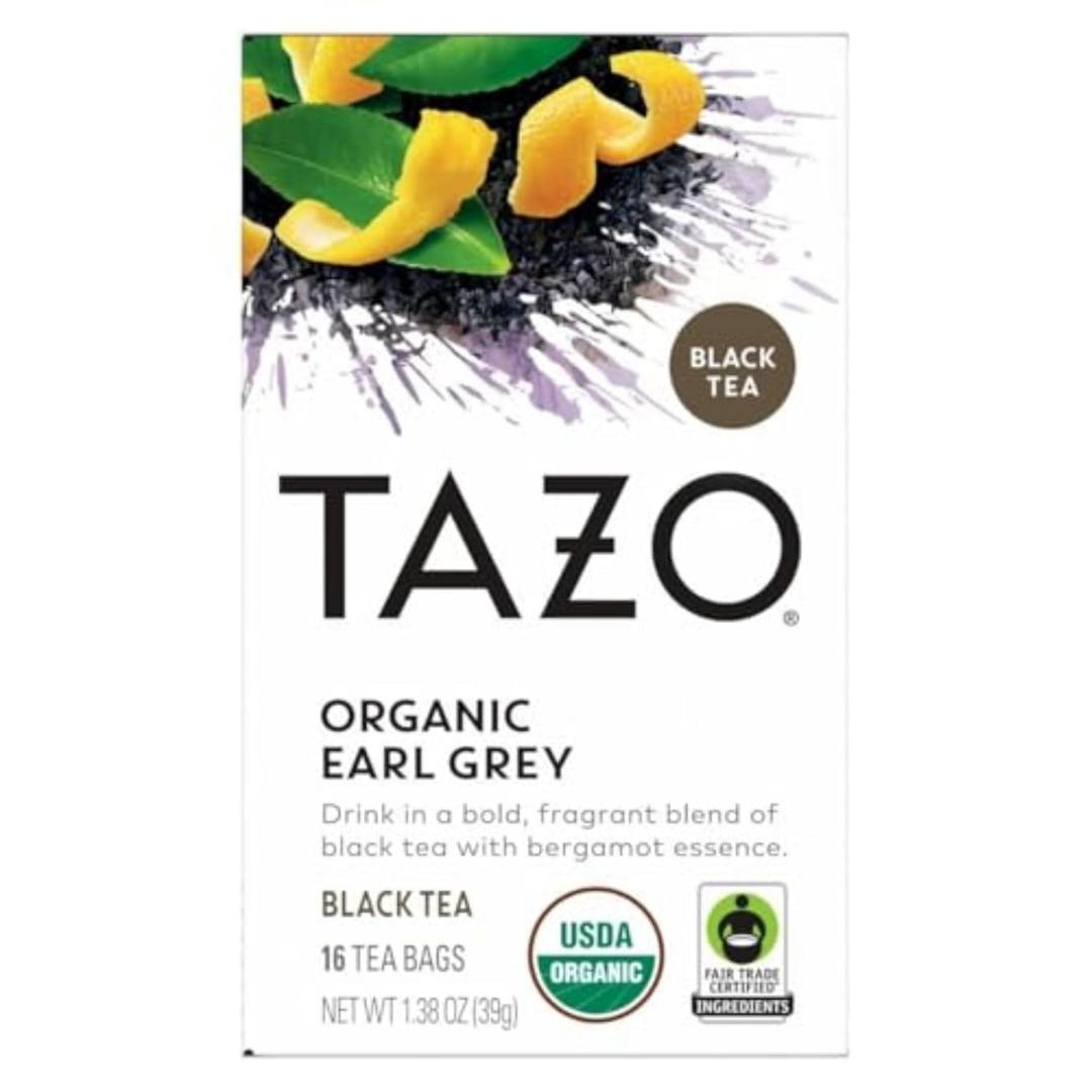 TAZO Organic Earl Grey Tea Bags, Black tea with Caffeine, 16 Total Tea Bags (EXP 12/01/27)